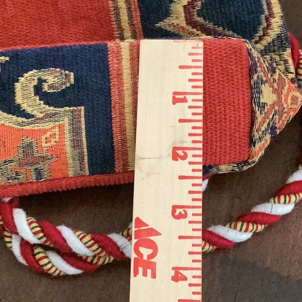 Red and Gold Shoulder Bag with Intricate Patterns and cute cord handles
